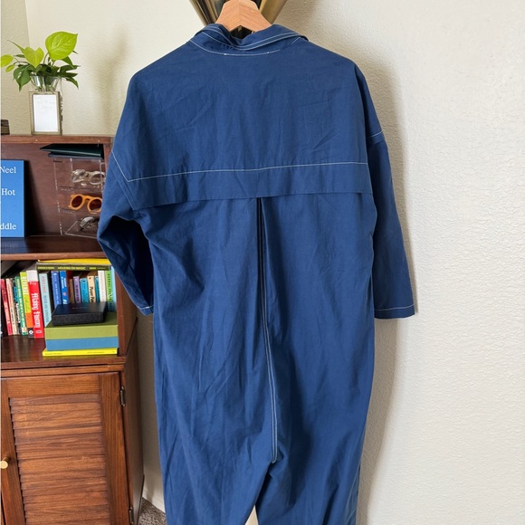 Caron Callahan "Farrah" blue jumpsuit size L - Picture 8 of 9
